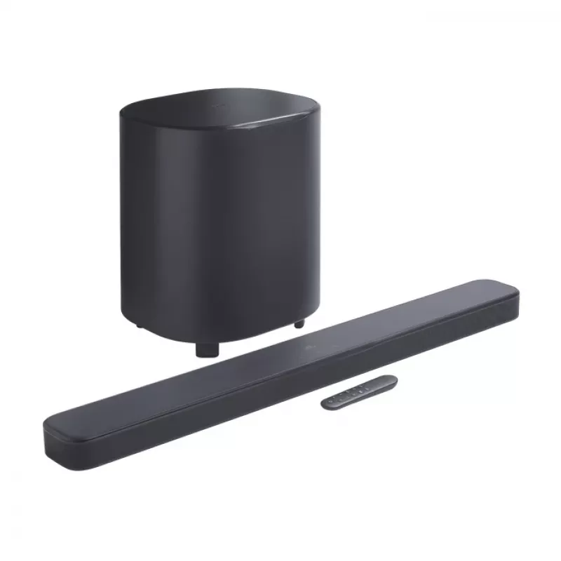 Soundbar JBL Bar 500MK2 Melns — 5.1 kanāli, 750 W, Dolby Atmos, bezvadu un vadu, zemfrekvences skaļrunis iekļauts