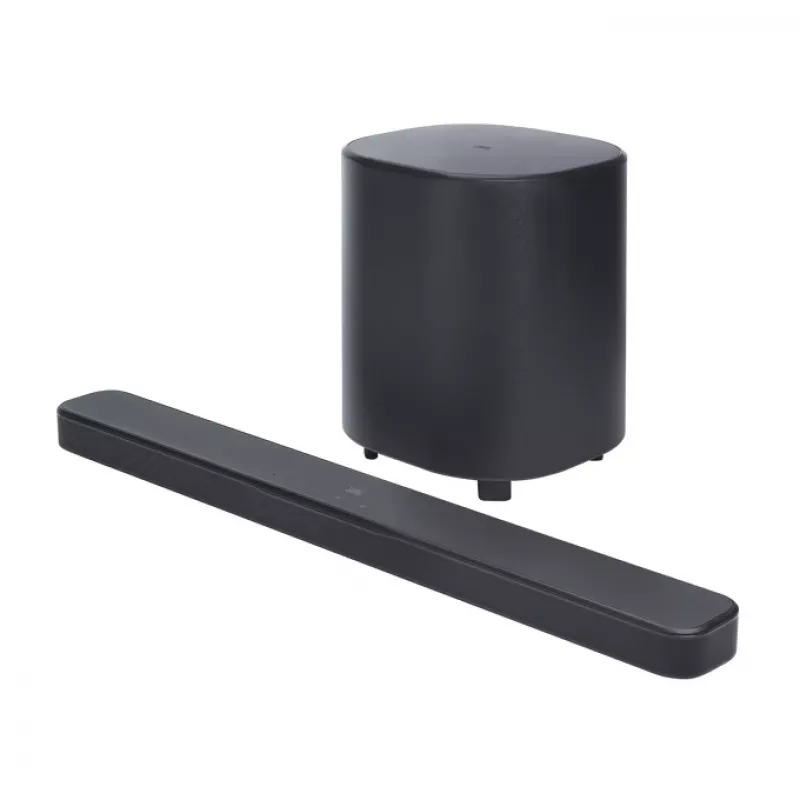 Soundbar JBL Bar 500MK2 Melns — 5.1 kanāli, 750 W, Dolby Atmos, bezvadu un vadu, zemfrekvences skaļrunis iekļauts