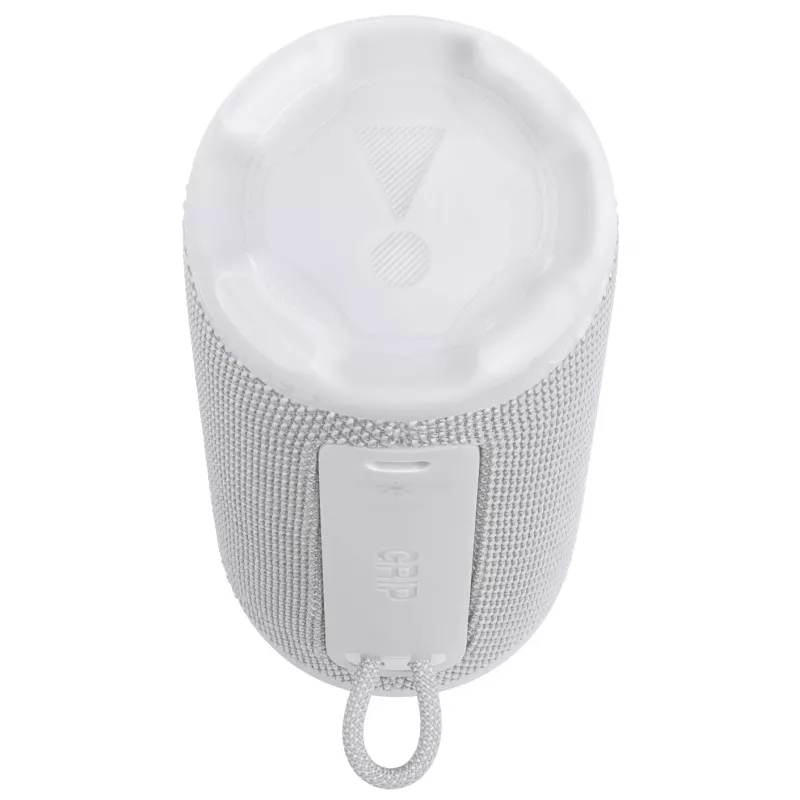 Mono pārnēsājamais skaļrunis JBL Grip Mono Balts — 16 W RMS, Bluetooth, USB-C, iebūvēts akumulators