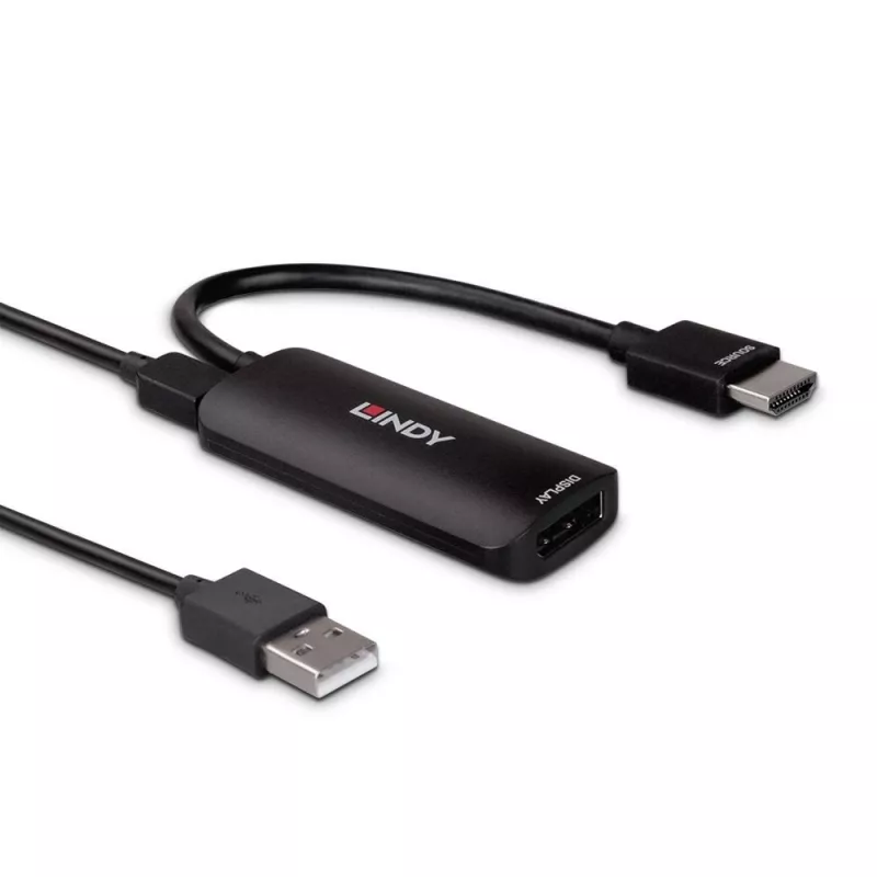 Lindy HDMI 8K60 uz DisplayPort 1.4 pārveidotājs, 0,157 m, HDMI Type A (standarta), DisplayPort, vīrišķais, sievišķais, taisns
