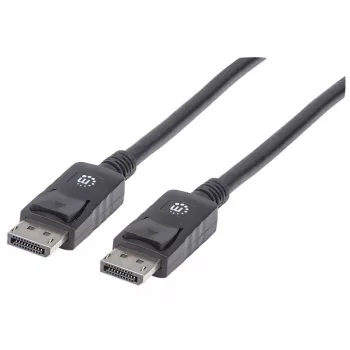 Manhattan DisplayPort 1.2 kabelis, 4K@60Hz, 1 m, vīr.-vīr., ar fiksatoriem, pilnībā ekranēts, melns, mūža garantija, ekvivalents DISPL1M