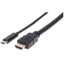 Manhattan USB-C uz HDMI kabelis, 4K@30Hz, 2m, melns, vīriešu savienotājs pret vīriešu savienotāju, trīs gadu garantija