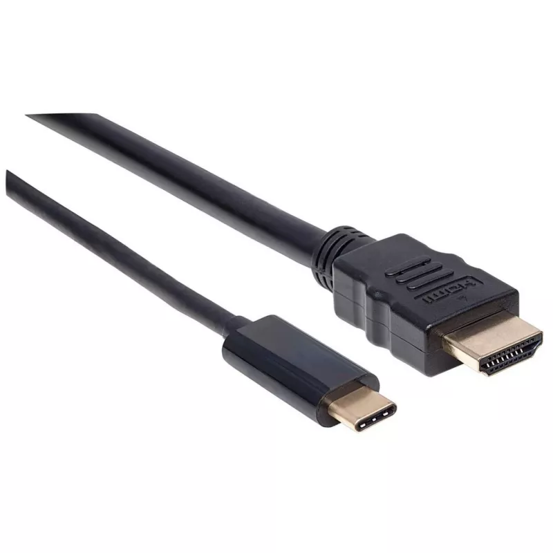 Manhattan USB-C uz HDMI kabelis, 4K@30Hz, 2m, melns, vīriešu savienotājs pret vīriešu savienotāju, trīs gadu garantija