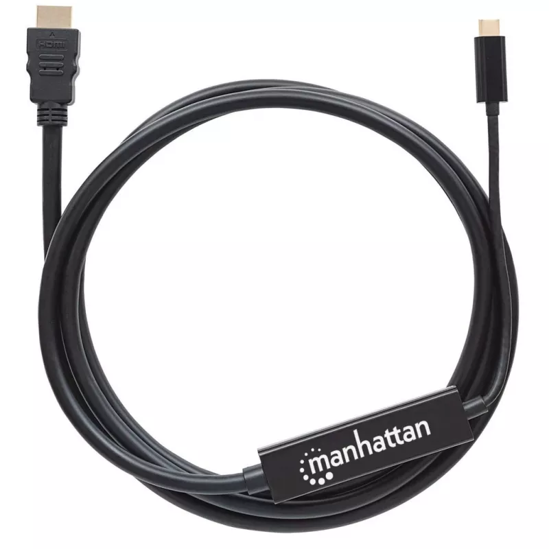 Manhattan USB-C uz HDMI kabelis, 4K@30Hz, 2m, melns, vīriešu savienotājs pret vīriešu savienotāju, trīs gadu garantija