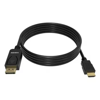 Video kabeļa adapteris VISION TC 2MDPHDMI8K/BL — 2 m DisplayPort uz HDMI, 6 mm, melns