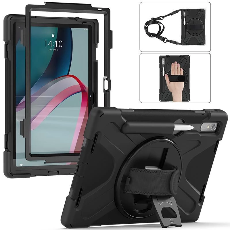 Planšetdatora vāciņš eSTUFF Lenovo Tab P11 Pro, polikarbonāts, 29,2 cm (11,5 collu) displejam, 2 statīva režīmi, melns