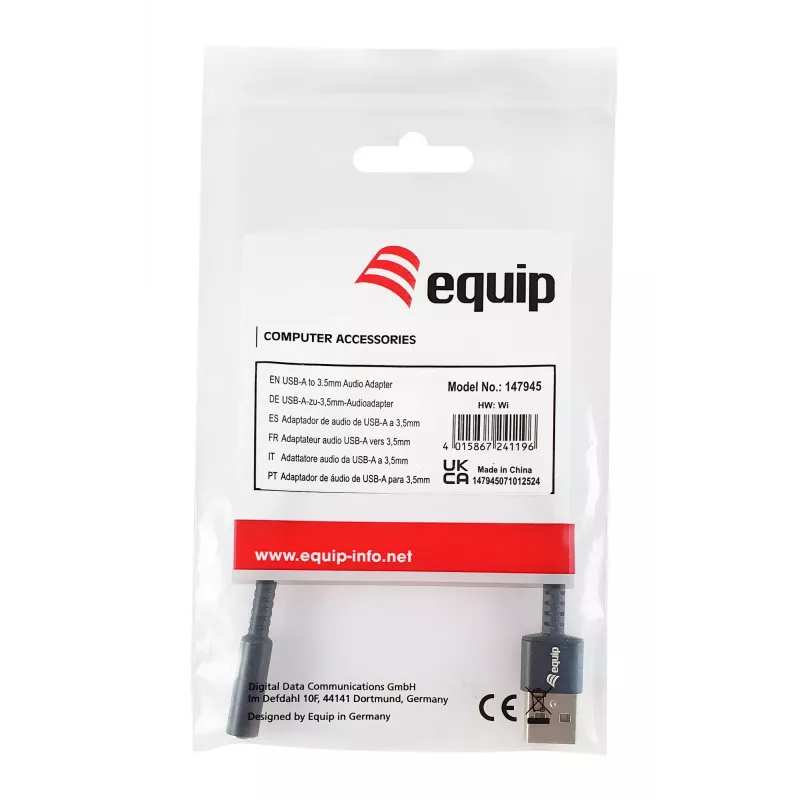 Equip 147945 audio kabelis 0,15 m 3,5 mm USB Type-A Melns