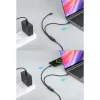 Manhattan divu USB-C uz USB-C uzlādes kabelis, 100 W, 2 m, vīriešu dzimuma uz diviem vīriešu dzimuma, viedais strāvas sadalītāja kabelis, uzlādē divas ierīces no viena USB-C PD porta, nodrošina līdz 100 W vienai uzlādei un līdz 70 W + 28 W divu ierīču uzlādei, pīts apvalks, alumīnija savienotāja korpuss, melns