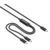 Manhattan divu USB-C uz USB-C uzlādes kabelis, 100 W, 2 m, vīriešu dzimuma uz diviem vīriešu dzimuma, viedais strāvas sadalītāja kabelis, uzlādē divas ierīces no viena USB-C PD porta, nodrošina līdz 100 W vienai uzlādei un līdz 70 W + 28 W divu ierīču uzlādei, pīts apvalks, alumīnija savienotāja korpuss, melns