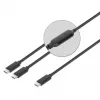 Manhattan divu USB-C uz USB-C uzlādes kabelis, 100 W, 2 m, vīriešu dzimuma uz diviem vīriešu dzimuma, viedais strāvas sadalītāja kabelis, uzlādē divas ierīces no viena USB-C PD porta, nodrošina līdz 100 W vienai uzlādei un līdz 70 W + 28 W divu ierīču uzlādei, pīts apvalks, alumīnija savienotāja korpuss, melns