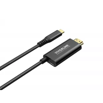 VivoLink USB-C uz HDMI kabelis ar 100W barošanas piegādi, modelis PROUSBCHDMIMM2-CHARGE