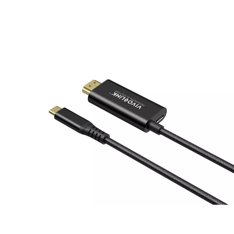 VivoLink USB-C uz HDMI kabelis ar 100W barošanas piegādi, modelis PROUSBCHDMIMM2-CHARGE