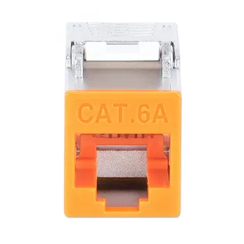 Intellinet Cat6a 10G ekranēts bezinstrumentu plānais Keystone ligzda, oranža