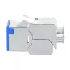 Intellinet Cat6a 10G ekranēta bezinstrumentu plānā Keystone ligzda, plakana, zila, RJ-45, IDC, sievišķā, zelts