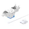 Intellinet Cat6a 10G ekranēta bezinstrumentu plānā Keystone ligzda, plakana, zila, RJ-45, IDC, sievišķā, zelts