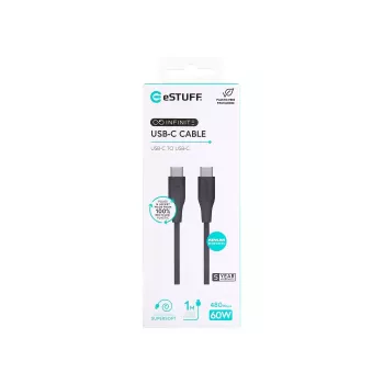 eSTUFF ES604180 USB kabelis USB 2.0 1 m USB C melns