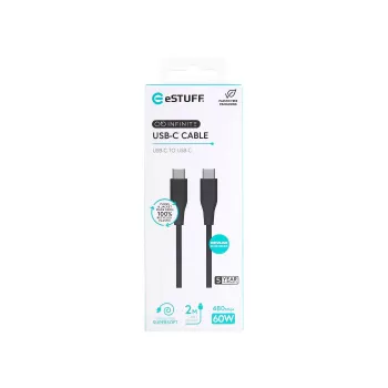eSTUFF ES604280 USB kabelis USB 2.0 2 m USB C Melns