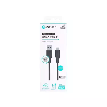 eSTUFF ES605180 USB kabelis USB 2.0 1 m USB C USB A Melns