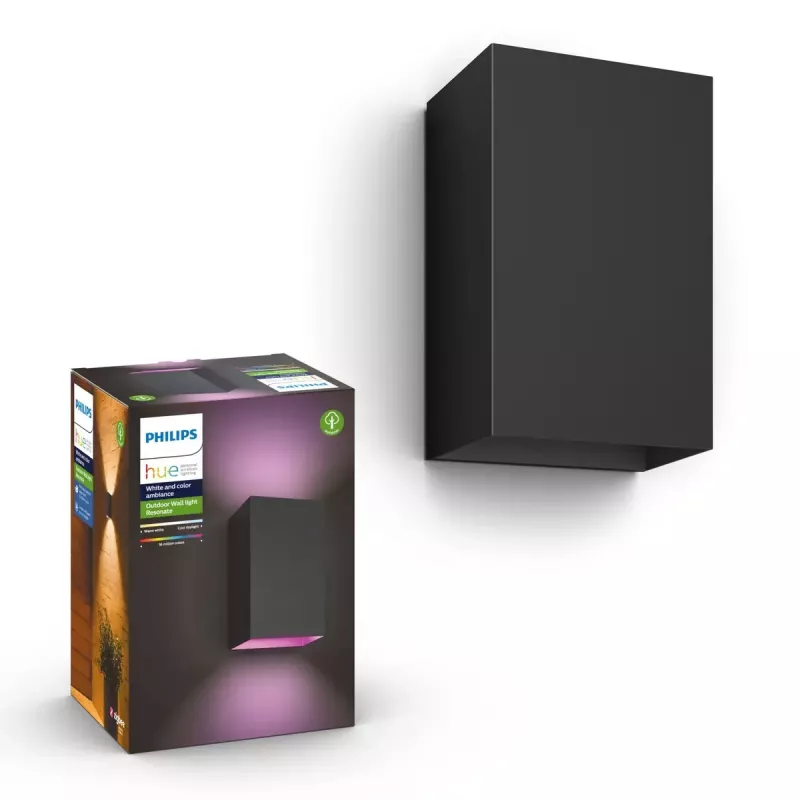 Āra sienas apgaismojums Philips Hue balta and colour ambience Resonate LED melns