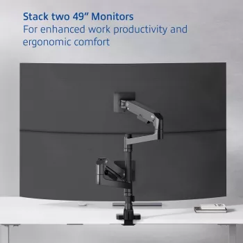 ACT monitora kronšteins 49 collu biroja premium, gāzes atspere, uz staba stiprināms, 2 monitori