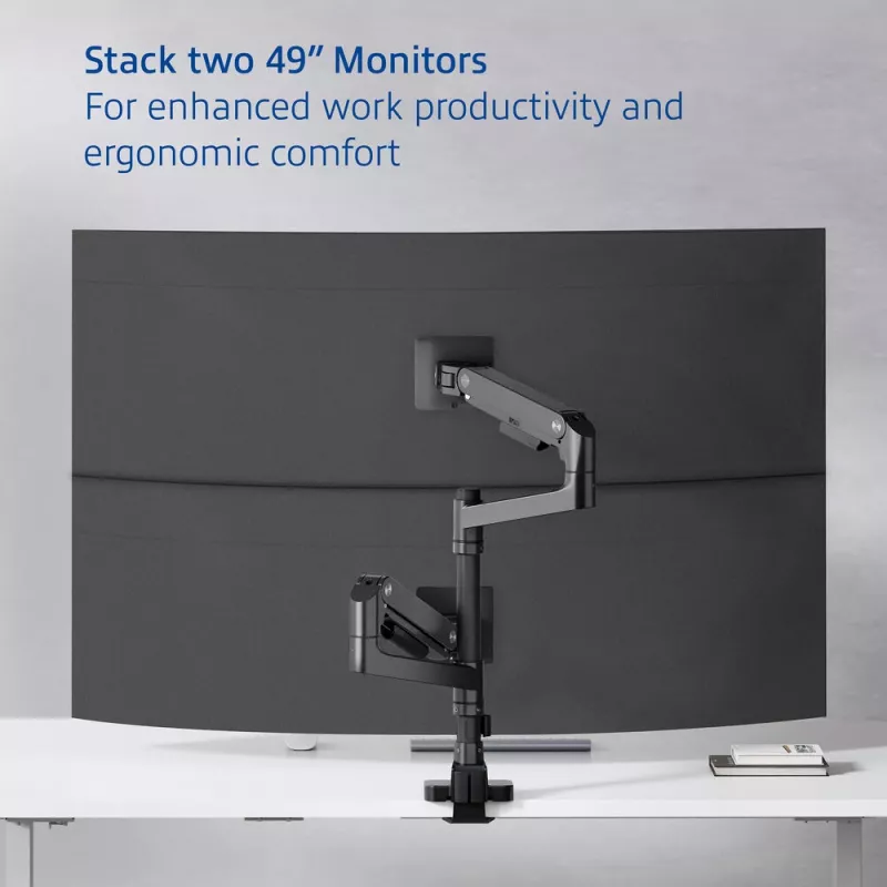 ACT monitora kronšteins 49 collu biroja premium, gāzes atspere, uz staba stiprināms, 2 monitori