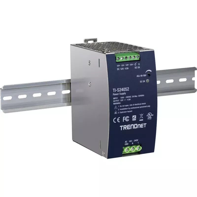 Barošanas bloks TRENDNET TI-S24052 tīkla komutatoram, 240 W, maiņstrāva 90–264 V, aizsardzība: OCP/OPP/OVP/OTP/īssavienojums, melns