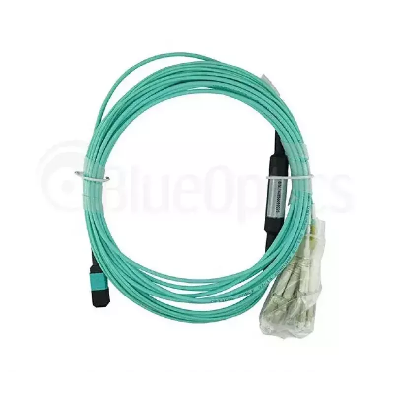 Optiskās šķiedras kabelis BlueOptics 9380014-10M MPO uz 4x LC, 10 m, OM3, akvamarīna