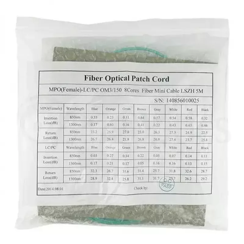 Optiskās šķiedras kabelis BlueOptics MTP-4LC-M10M 10 m OM3 MTP uz 4×LC pilnais duplekss