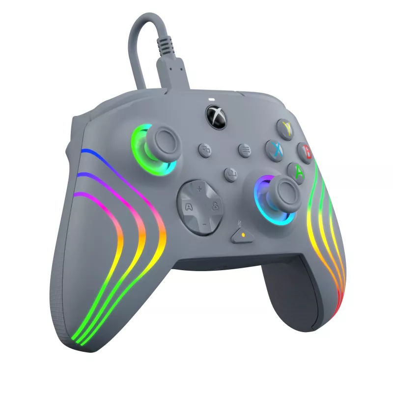 PDP Afterglow Wave pelēka USB Gamepad analogais/digitālais dators, Xbox One, Xbox Series S, Xbox Series X