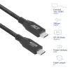 ACT USB4 20Gbps 240W USB Type-C kabelis, 2 metri, 2 m, USB C, USB C, USB4 Gen 2x2, 20 Gbit/s, melns