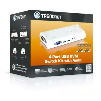 KVM slēdzis Trendnet TK-409K USB VGA 2048x1536 1.6 m vadu zils
