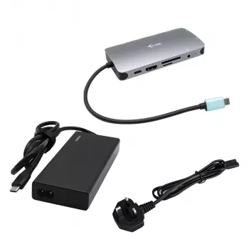 i-tec Metal USB-C Nano Dock HDMI/VGA ar LAN + Universal Charger 77 W