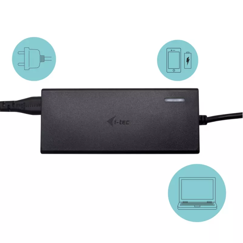 i-tec Metal USB-C Nano Dock HDMI/VGA ar LAN + Universal Charger 77 W