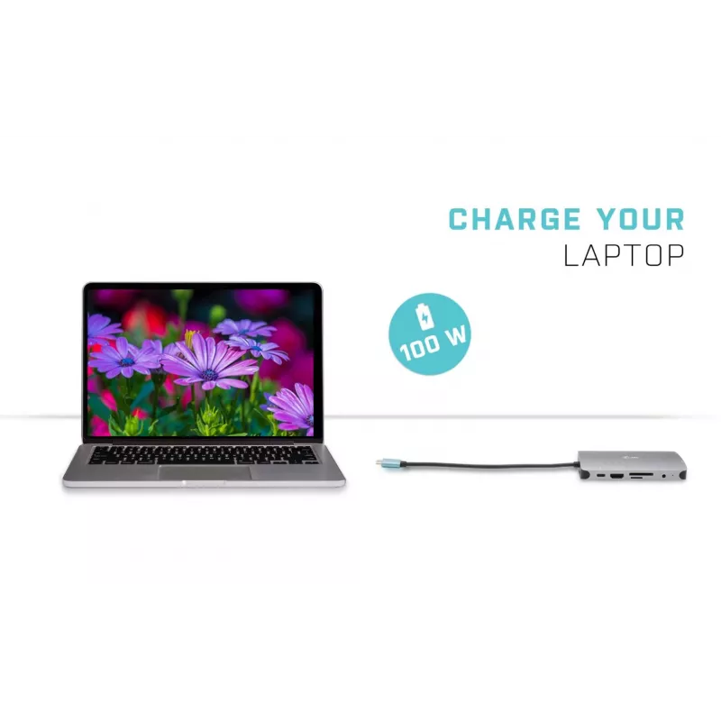 i-tec Metal USB-C Nano Dock HDMI/VGA ar LAN + Universal Charger 77 W