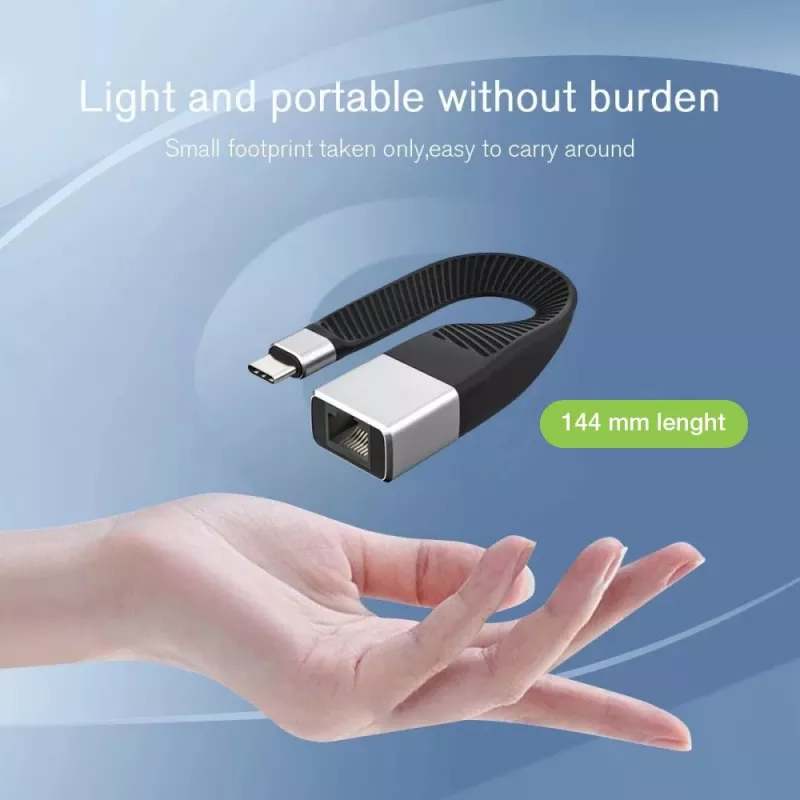 Techly ICOC USBC-RJ45 tīkla kabelis Melns 0.144 m