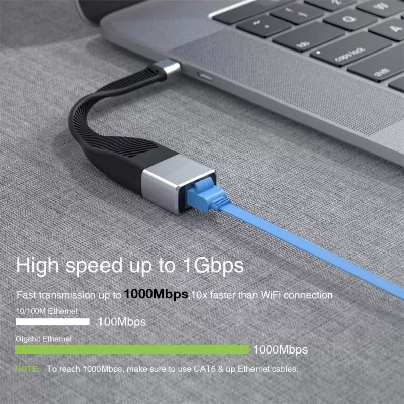 Techly ICOC USBC-RJ45 tīkla kabelis Melns 0.144 m