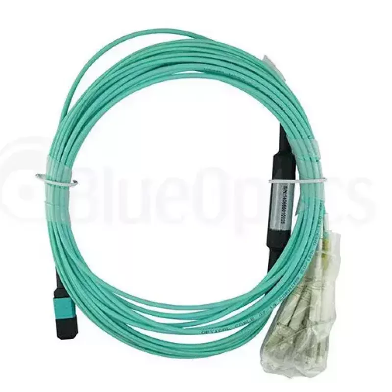 Optiskās šķiedras kabelis BlueOptics MC6709309-010-BO 10 m OM3 MPO uz 4×LC (50 µm) akvamarīns