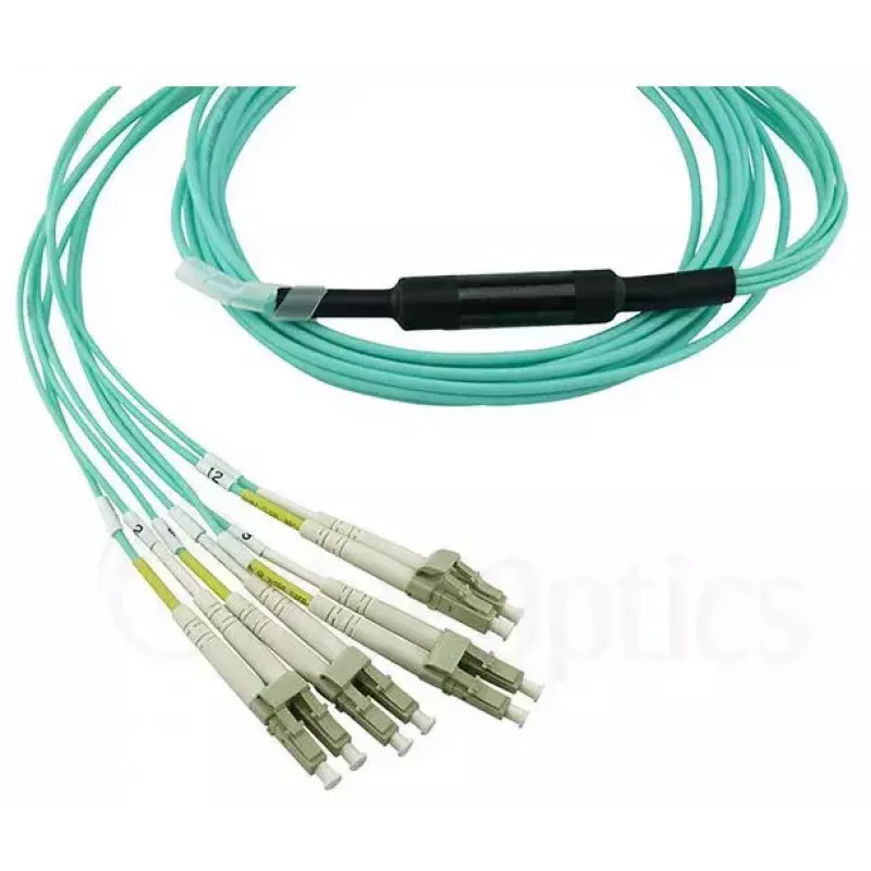 Optiskās šķiedras kabelis BlueOptics MC6709309-010-BO 10 m OM3 MPO uz 4×LC (50 µm) akvamarīns