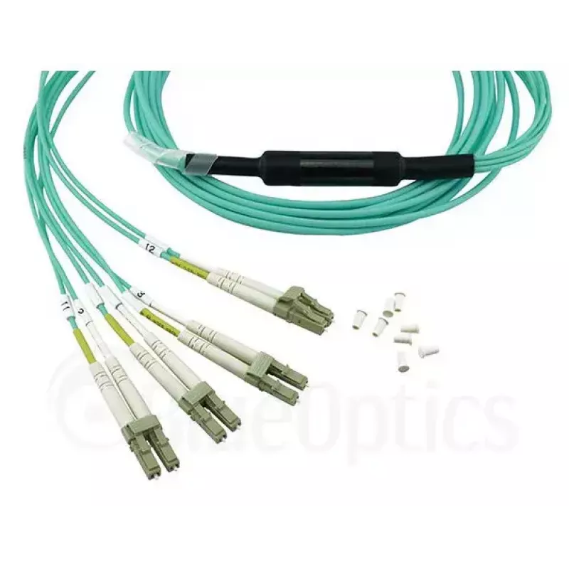 Optiskās šķiedras kabelis BlueOptics MC6709309-010-BO 10 m OM3 MPO uz 4×LC (50 µm) akvamarīns