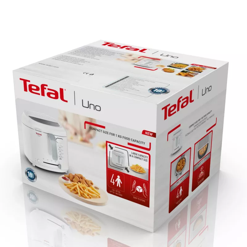Tefal Uno FF203130 friteris Viena 1,8 L Atsevišķi novietojams 1600 W Dziļā eļļas cepeškrāsns Balts