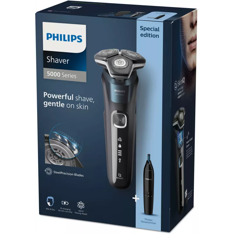 Philips SHAVER Series 5000 S5889/11 mitrā un sausā elektriskais skuveklis, rotējošs, SteelPrecision asmeņi
