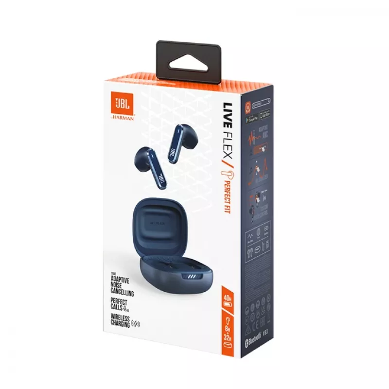 JBL LIVE FLEX austiņas bezvadu ievietojamās zvaniem/mūzikai Bluetooth zilas
