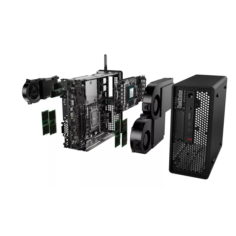 Lenovo ThinkStation P3 Ultra SFF Intel® Core™ i7 i7-14700 32 GB DDR5-SDRAM 512 GB SSD NVIDIA RTX A1000 Windows 11 Pro Mini Tower darbstacija melna