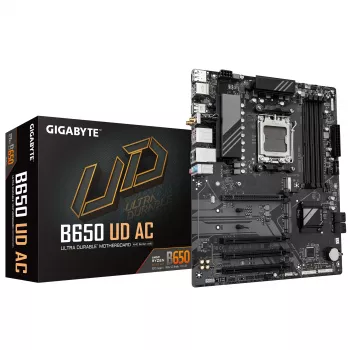 GIGABYTE B650 UD AC mātesplate - AMD Ryzen 9000 sērijas procesori, 6+2+2 fāžu VRM, līdz 8000 MHz DDR5 (OC), 1xPCIe 5.0 + 2xPCIe 4.0 M.2, GbE LAN, WIFI 5, USB 3.2 Gen 2