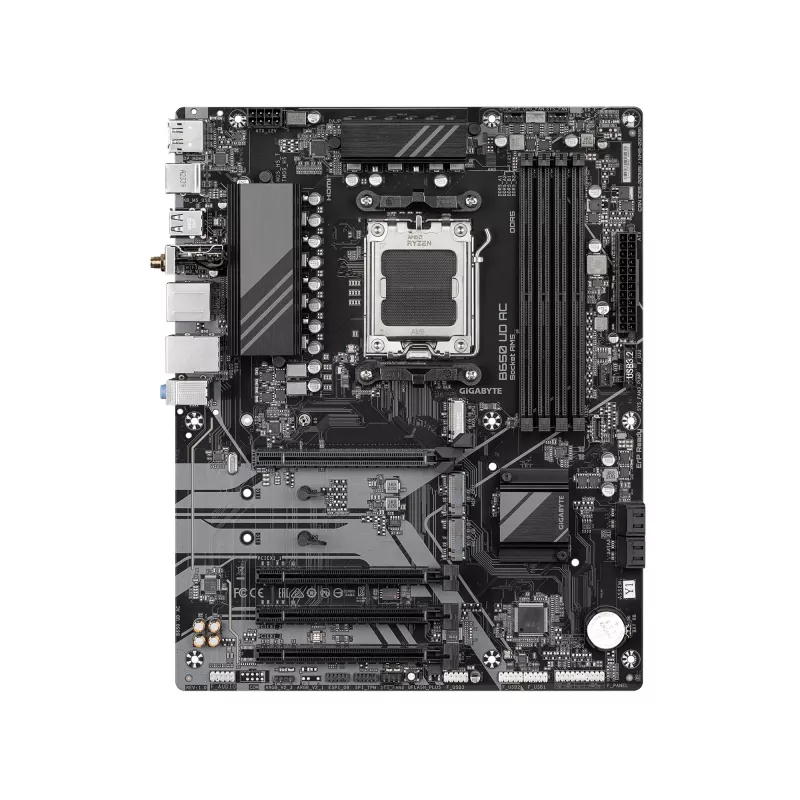 GIGABYTE B650 UD AC mātesplate - AMD Ryzen 9000 sērijas procesori, 6+2+2 fāžu VRM, līdz 8000 MHz DDR5 (OC), 1xPCIe 5.0 + 2xPCIe 4.0 M.2, GbE LAN, WIFI 5, USB 3.2 Gen 2