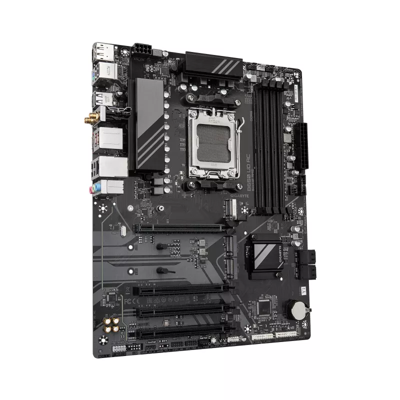 GIGABYTE B650 UD AC mātesplate - AMD Ryzen 9000 sērijas procesori, 6+2+2 fāžu VRM, līdz 8000 MHz DDR5 (OC), 1xPCIe 5.0 + 2xPCIe 4.0 M.2, GbE LAN, WIFI 5, USB 3.2 Gen 2
