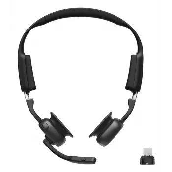 SHOKZ OpenMeet UC bezvadu Bluetooth kaulu vadītspējas videokonferenču austiņas ar USB-C adapteri