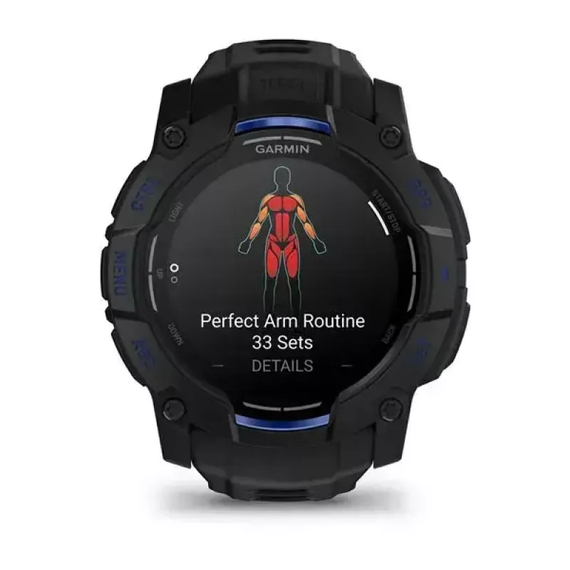 Viedpulkstenis GARMIN Instinct 3 45 mm, 1,3 collu AMOLED, 416×416, GPS, alumīnija/GFRP korpuss, silikona siksniņa