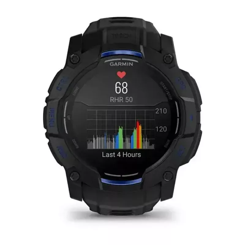 Viedpulkstenis GARMIN Instinct 3 45 mm, 1,3 collu AMOLED, 416×416, GPS, alumīnija/GFRP korpuss, silikona siksniņa