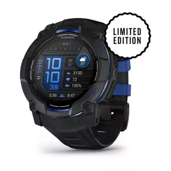 Garmin Instinct 3 AMOLED viedpulkstenis, 50 mm, Black/Bolt Blue, silikona siksniņa (010-03020-03)
